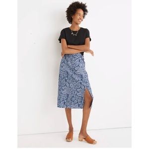 NWT Madewell Linen-Blend Knotted Midi Skirt in Paisley Garden